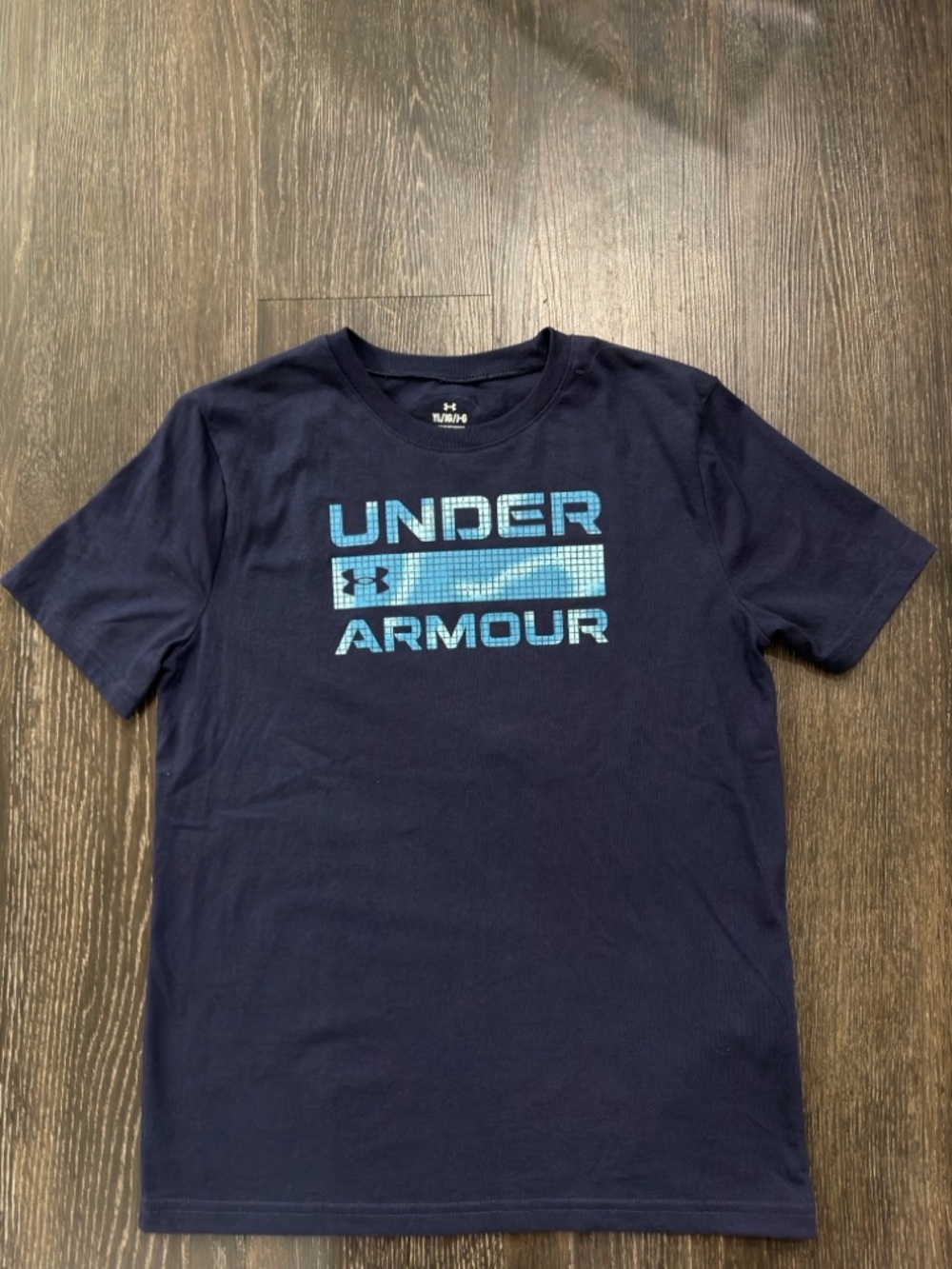 Under Armour Navy Tee with Light Blue Logo Print